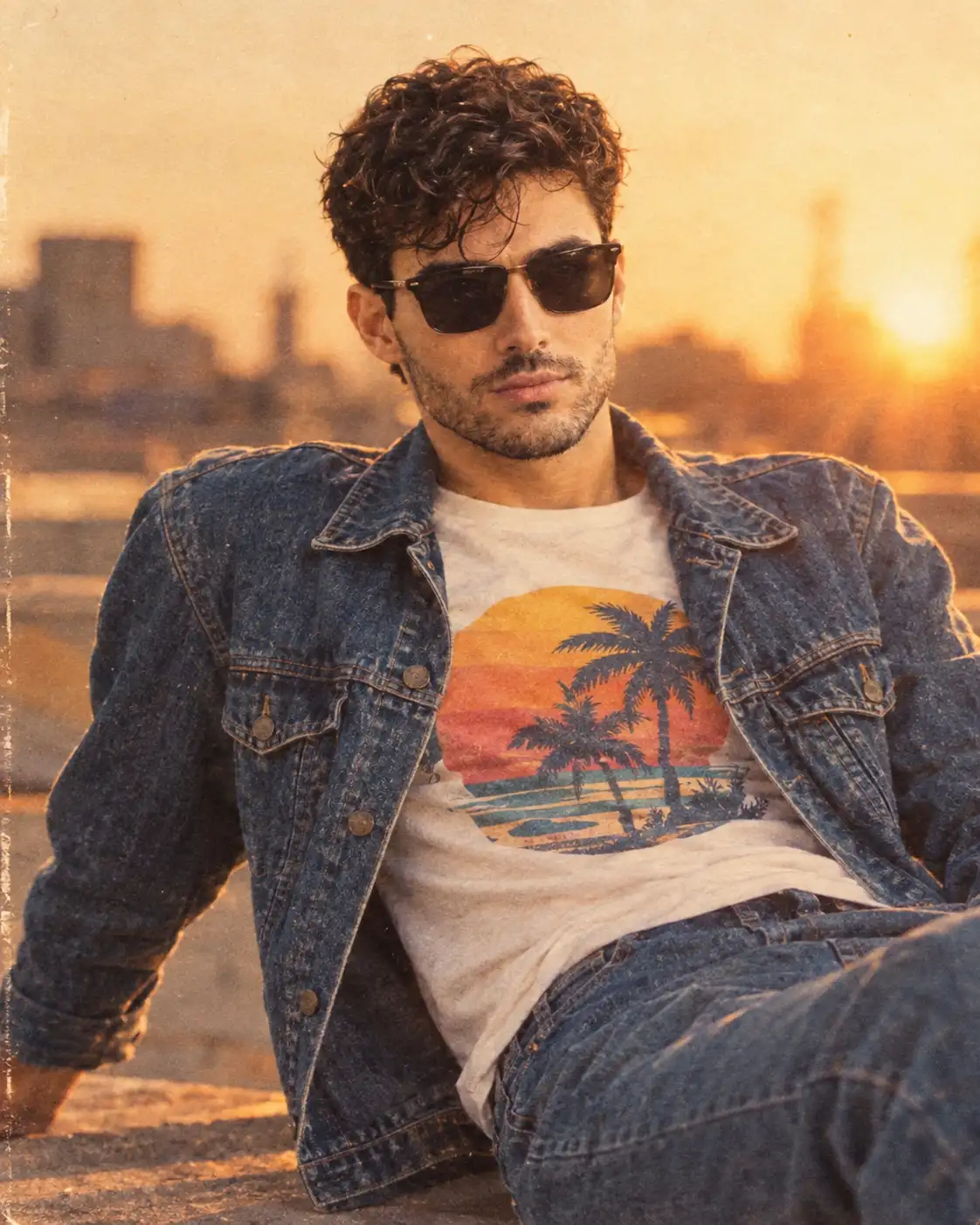 1980s Seated Denim Vintage Portrait