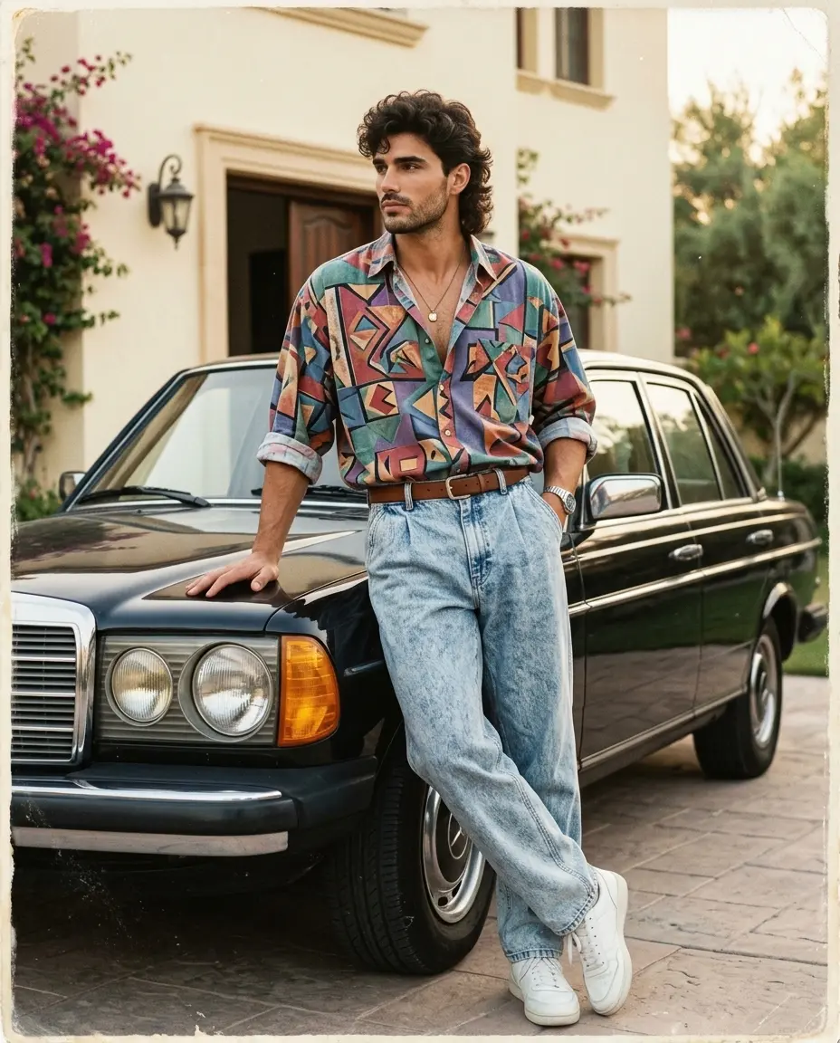 Authentic 1980s Snapshot Portrait with Vintage Seda