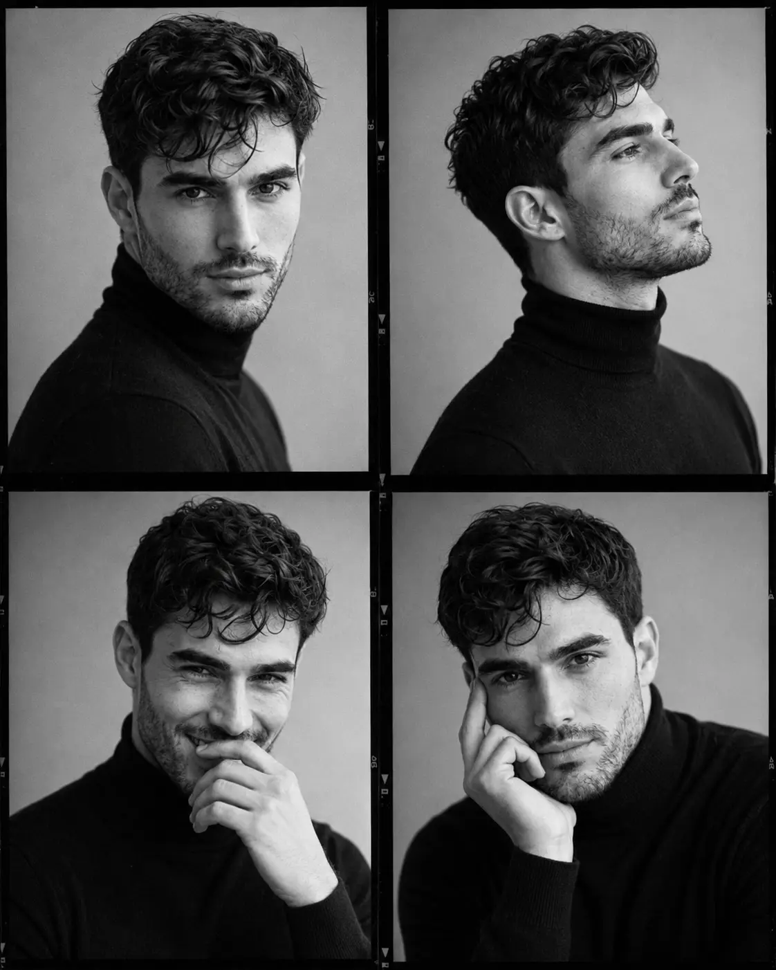 Black-and-White Contact Sheet Casting Portrait — Men & Women