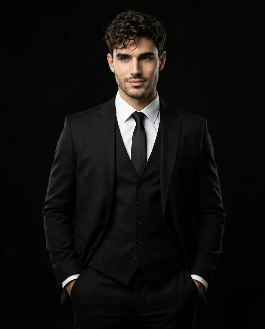 Black Three-Piece Suit Executive Portrait