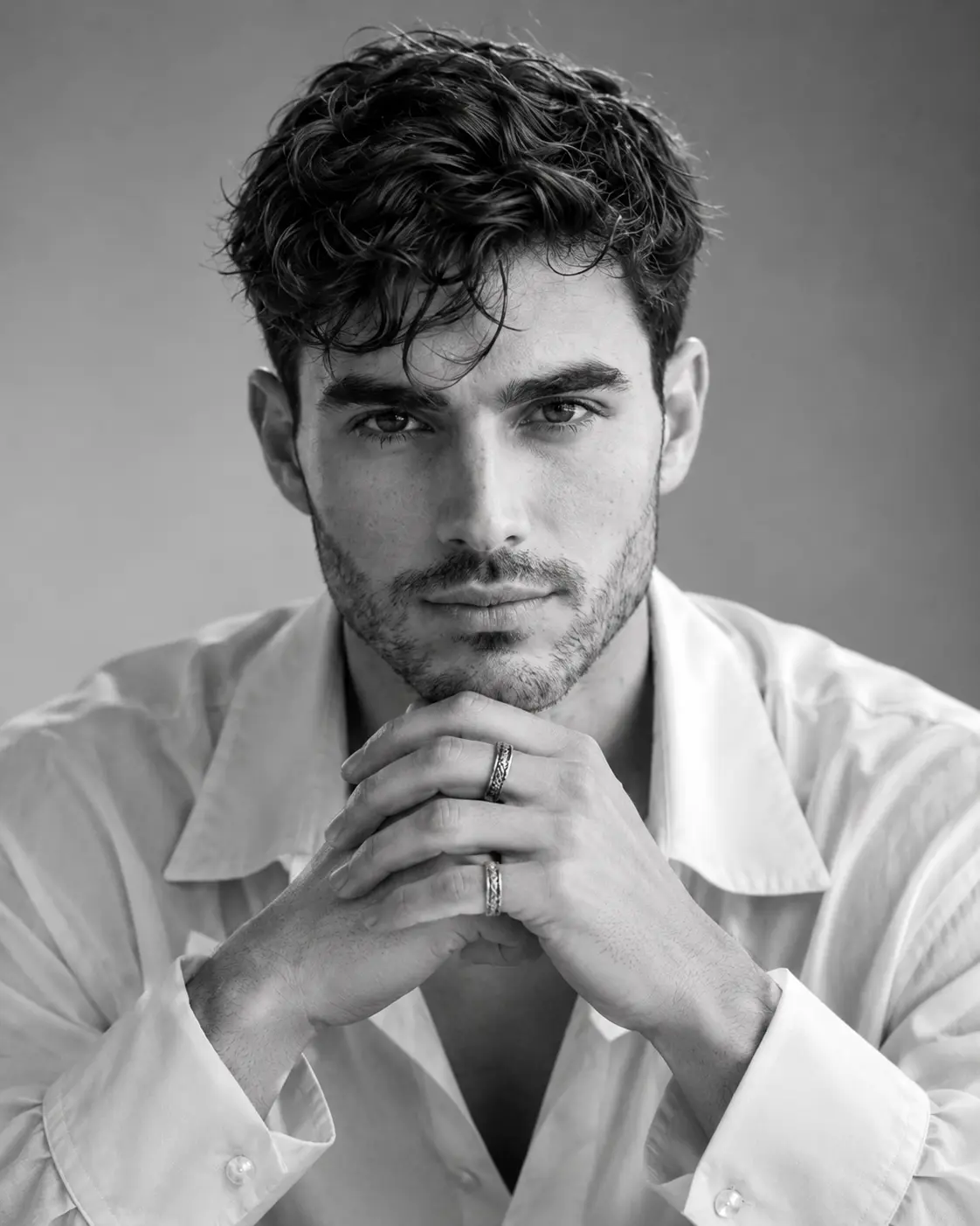 B&W Clasped Hands Fashion Portrait