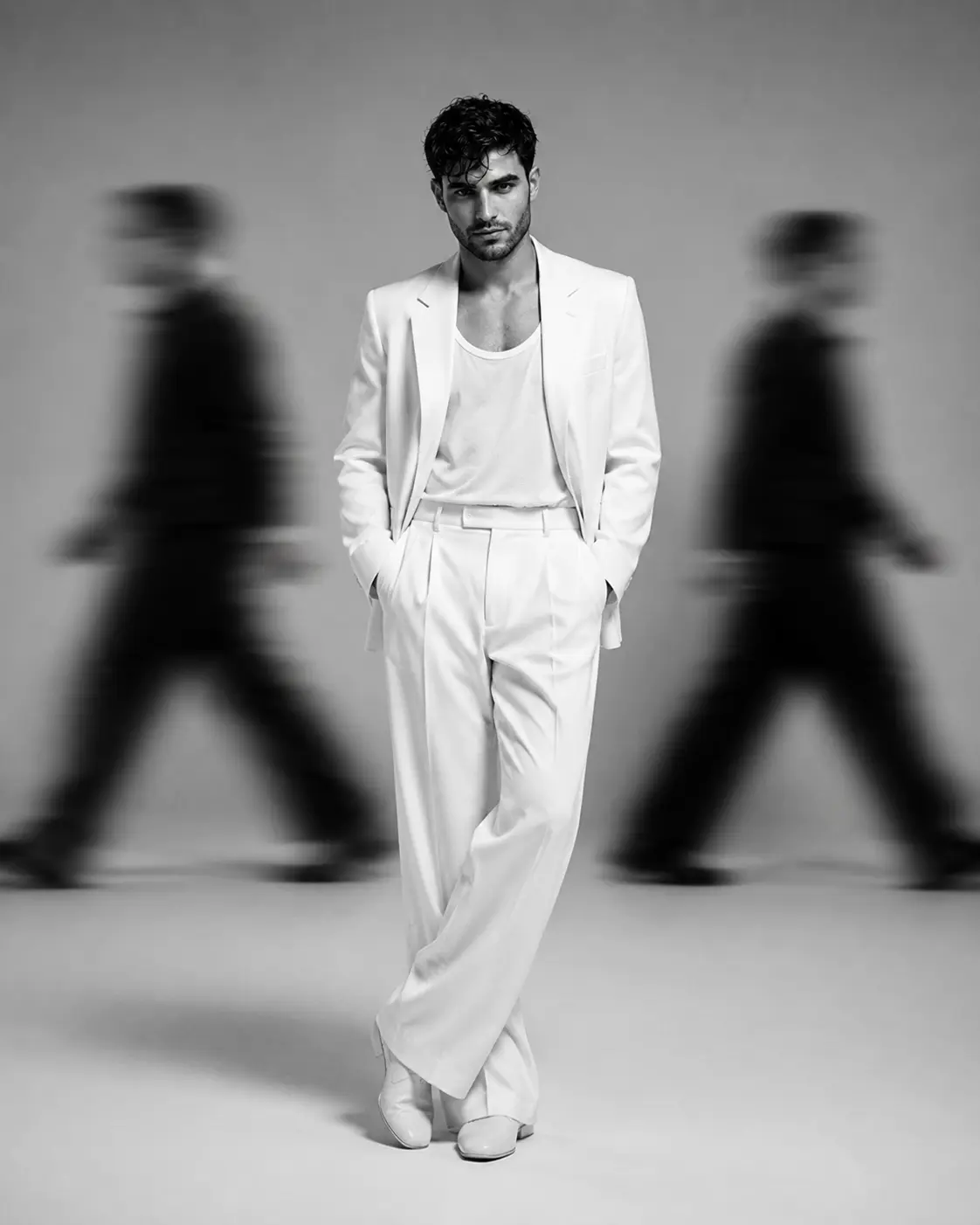 Cinematic Motion Blur Walking Figures Portrait