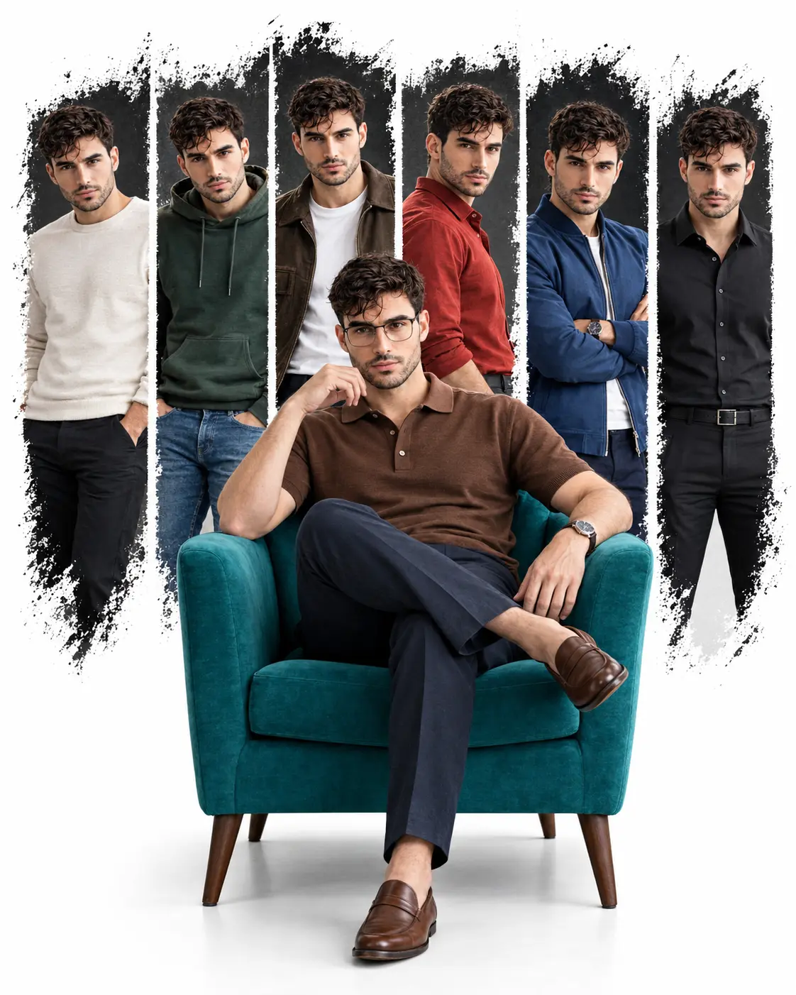 Cinematic Movie Poster Style Six-Panel Portrait