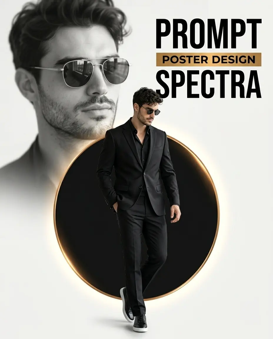 Dual-Portrait Gold Celebrity Poster Design