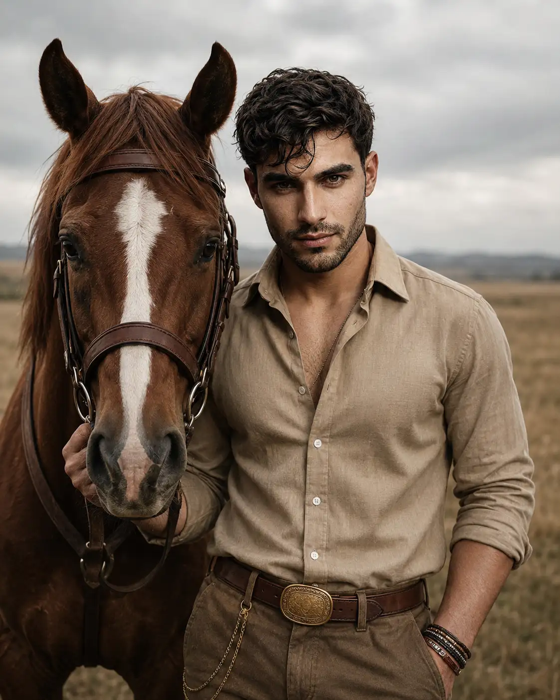 Equestrian Editorial Portrait — Standing with a Horse in an Open Field