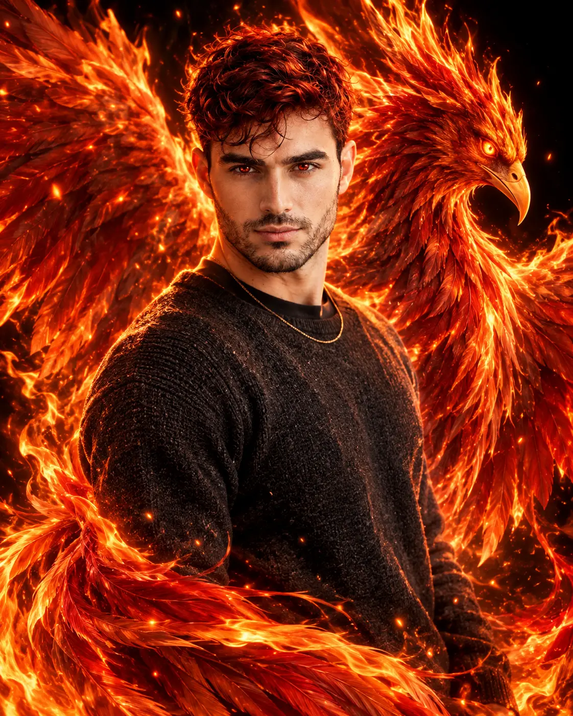 Fire Phoenix Fantasy Portrait