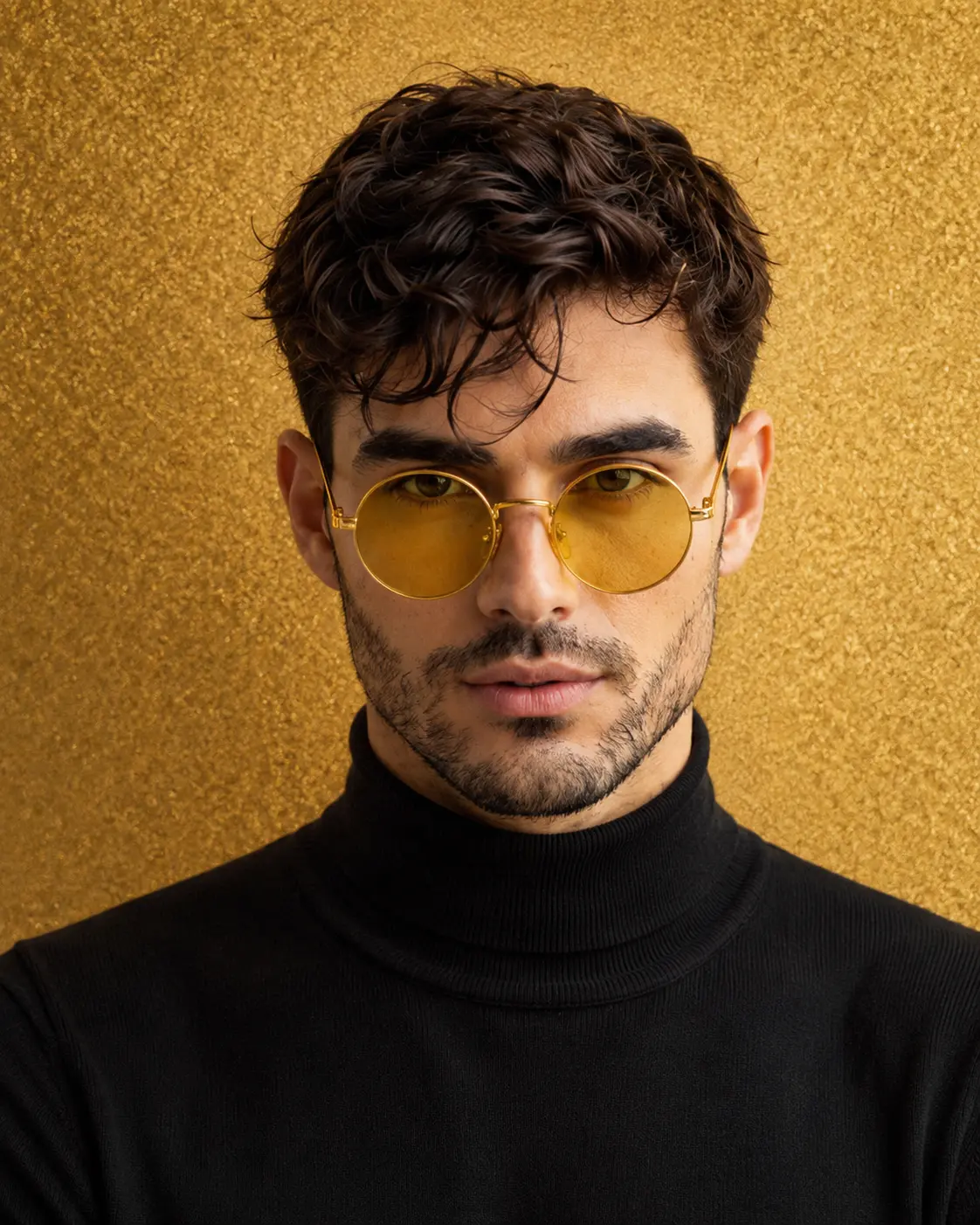Gold-Tinted Sunglasses Beauty Editorial Portrait