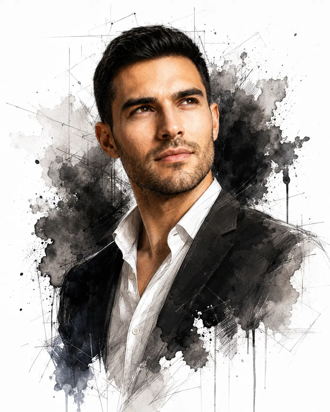 Ink Splash & Sketch Hero Portrait