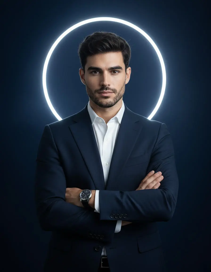 Luxury Executive Portrait with Glowing Halo