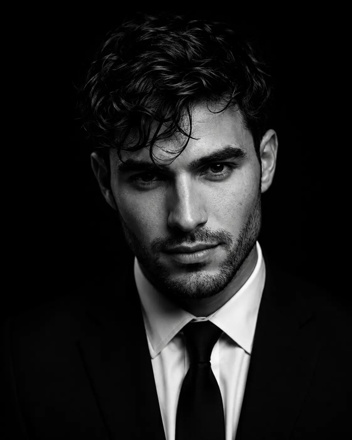 Moody Black & White Studio Portrait