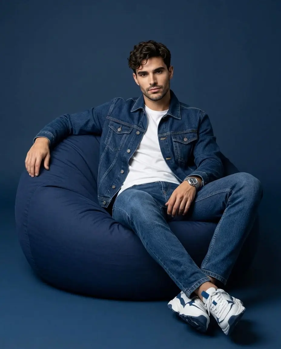 Navy Denim Bean Bag Fashion Shoot