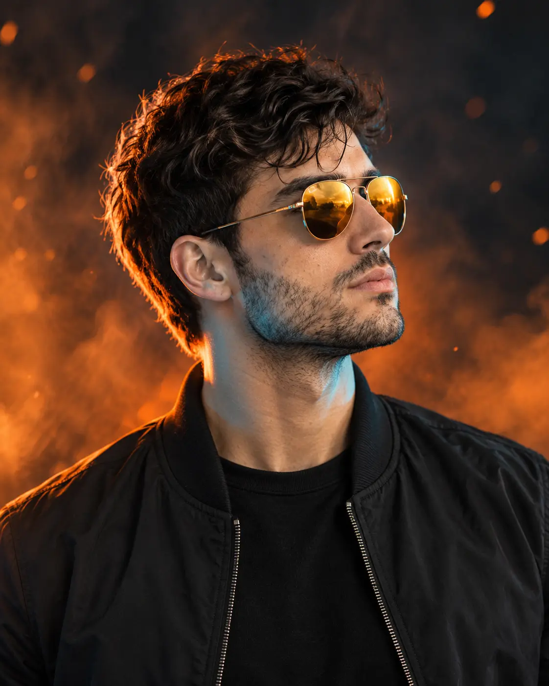 Orange and Cyan Rim Light Aviator Portrait