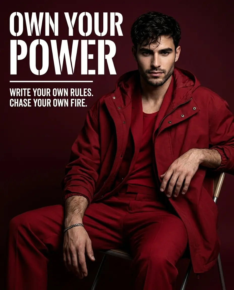 Own Your Power — Red Editorial Poster Portrait