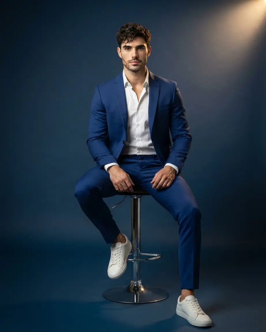 Royal Blue Suit Studio Fashion Portrait