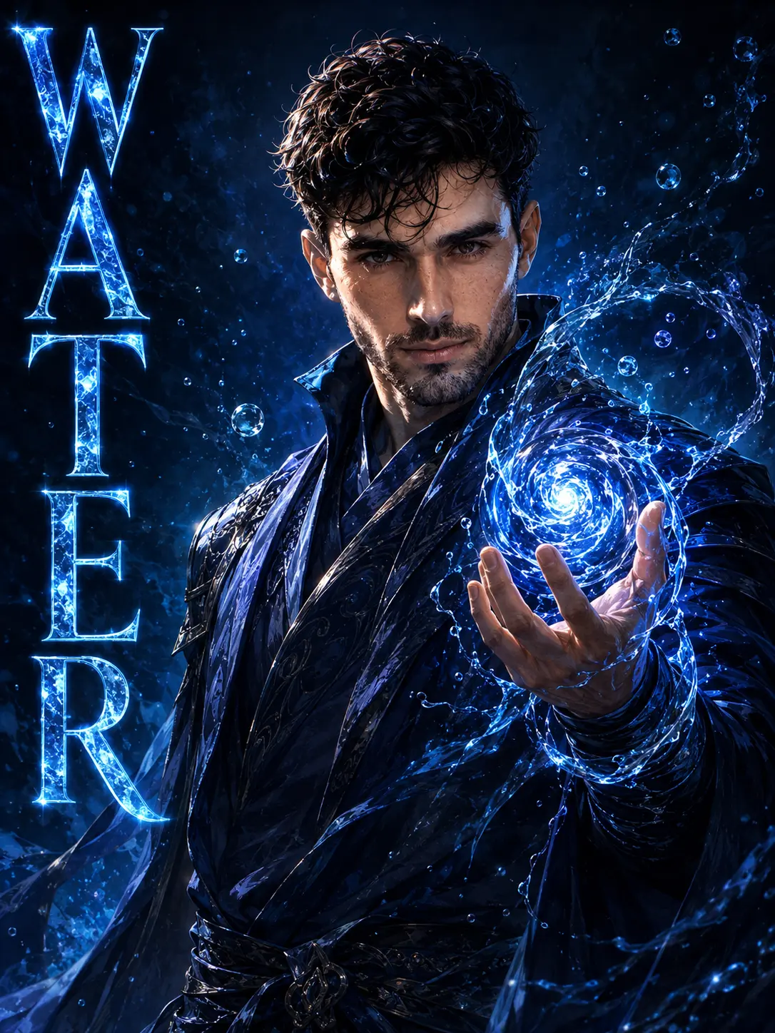 Water Elemental Anime Hero Poster